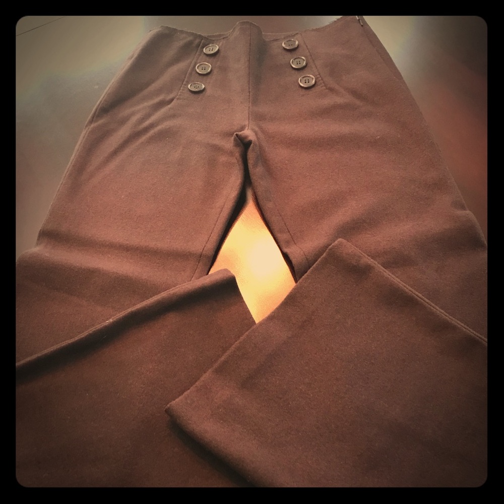 Tory Burch sailor brown wool pants